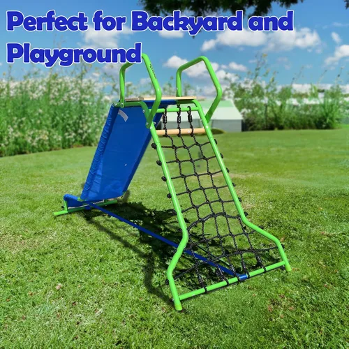Miniatura 6 de Wonkawoo Tobogán de 5 pies para niños de metal independiente para patio de recreo al aire libre, interior, juego de tobogán para patio trasero