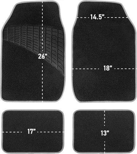Miniatura 6 de FH Group Alfombrillas antideslizantes con almohadilla de talón de goma, ajuste universal para sedán, SUV y camión, juego completo beige/negro