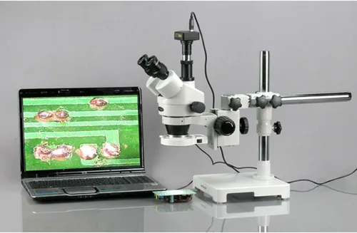 Miniatura 3 de AmScope SM-3TX-54S Microscopio de zoom estéreo trinocular profesional, ocular WH10x, aumento de 3.5X-45X, objetivo de zoom 0.7X-4.5X, luz LED de 54
