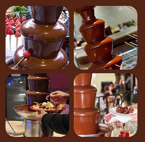 Miniatura 4 de Fuente de cascada de chocolate de 5 niveles con capacidad de 8.8 libras, máquina eléctrica de acero inoxidable para fondue de chocolate caliente