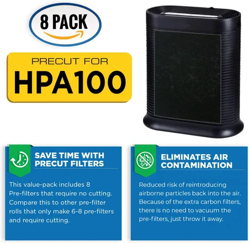 Miniatura 2 de HPA100 Pre-filtros de repuesto para purificador de aire Honeywell – Paquete de 8 – Filtro HRF-A100 A compatible con HPA100, 104, 105, 090, 094