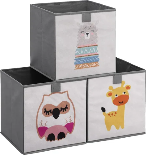 Navaris Cubos de almacenamiento para niños, juego de 3 cubos organizadores de tela para niños, cubo de tela plegable para dormitorio de niños,
