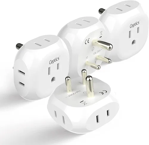 Miniatura 15 de Kit de adaptador de viaje mundial Ceptics 2 USB-A, USB-C, tomas de corriente EE. UU., entrega de potencia 20W/QC 18W, protección contra