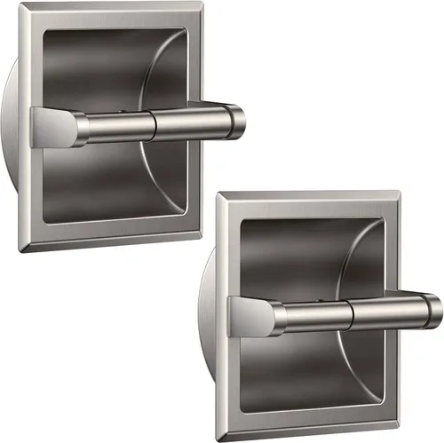 Miniatura 15 de FORIOUS Soporte de papel higiénico empotrado, soporte de rollo de papel higiénico de acero inoxidable duradero de montaje en pared para baño