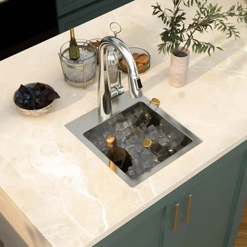 Miniatura 3 de Mocoloo Fregadero de barra de 13 pulgadas con caída en la parte superior, fregadero de cocina pequeño de acero inoxidable T304 de 13 x 15 pulgadas