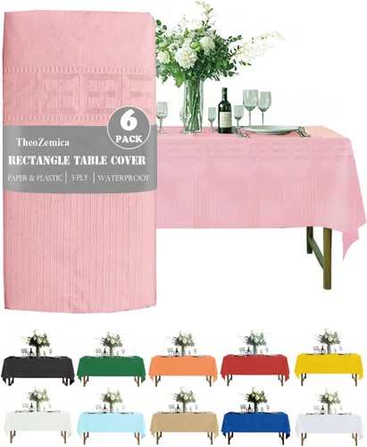 Miniatura 17 de Black Disposable Paper Tablecloth for Rectangle Tables 4 Pack, 54×108 Inch Waterproof 2 Ply Paper with Plastic Backing, Party Table Cover for