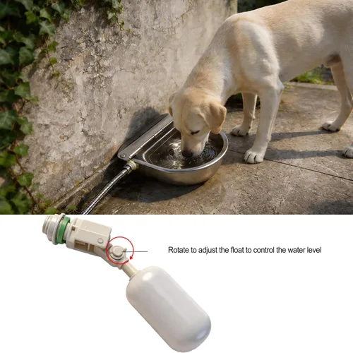 Miniatura 5 de Dispensador automático de agua para mascotas de acero inoxidable 304, comedero para perros grandes con manguera de acero de 40 pulgadas, 2 válvulas