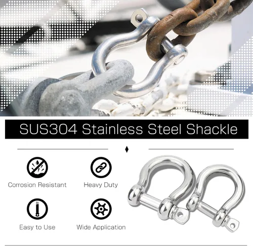 Miniatura 2 de AMYSPORTS Grillete de cadena resistente Acero inoxidable Levantamiento Pin Grillete Anclaje Arco Marina Anillo Grilletes Tornillo de acero al aire