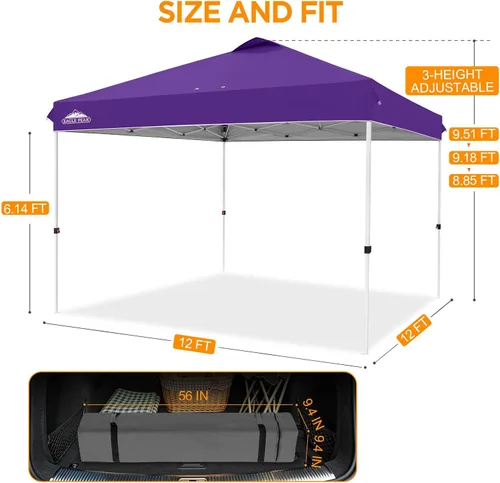 Miniatura 116 de EAGLE PEAK Tienda de campaña desplegable con bolsa de transporte con ruedas, 8 estacas, 4 cuerdas, 4 bolsas de peso, toldo de tienda de campaña