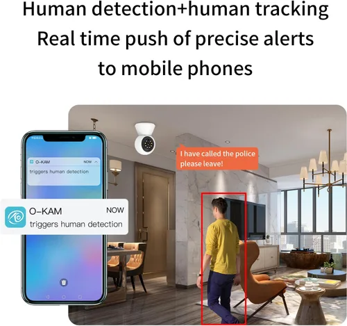 Miniatura 5 de EVERSECU Cámara de seguridad HD 2K 3.0MP WiFi para el hogar, panorámica/inclinación, seguimiento automático humanoide, audio de 2 vías, visión