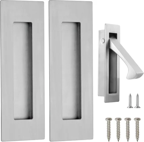 Miniatura 20 de Malimali Tiradores Empotrados al Ras para Dedos - Herrajes de Tirador de Puerta Rectangular de Acero Inoxidable Negro Mate de 6 Pulgadas