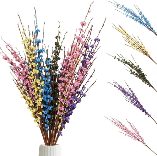 Miniatura 12 de Wootkey 10 Piezas Flores Artificiales de Jazmín de 29.5" de Largo Flores Falsas Ramas Secas para el Día de la Madre Hogar Oficina Bricolaje Arte