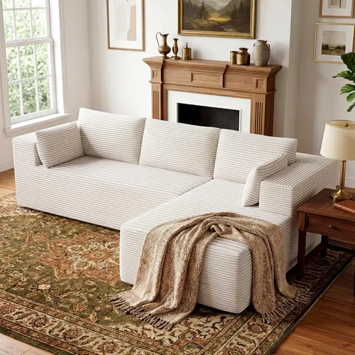 Miniatura 16 de Sofás seccionales sin hueso de 106 pulgadas para sala de estar, sofá modular en forma de U con asiento profundo, otomana extraíble, sofá de 4 plazas