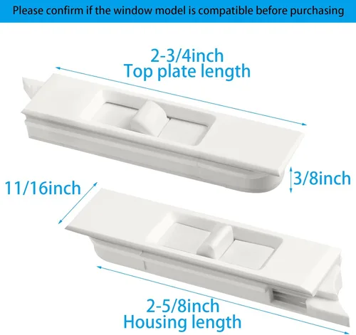 Miniatura 2 de Jetec 8 pares de pestillos inclinables de plástico blanco para construcción, pares de pestillos deslizantes con resorte para ventana corrediza
