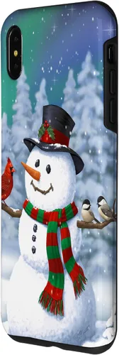 Miniatura 14 de Funda para iPhone 17 con diseño de muñeco de nieve y pájaros en invierno