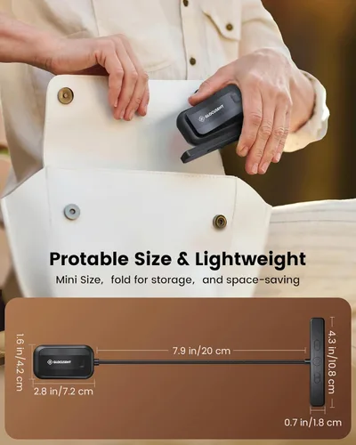 Miniatura 8 de Glocusent 26 luces LED recargables para leer en la cama, cuidado de los ojos, 5 colores ámbar y atenuación continua, dura de 1 semana a un mes, Negro
