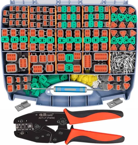 Miniatura 9 de JRready Kit de conectores DT Deutsch de 604 piezas, 2 3 4 6 8 12 pines conectores DT grises, tamaño 16 contactos formados estampados (14-18AWG)