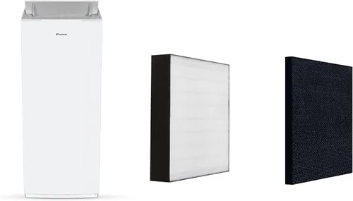 Daikin Paquete de purificador de aire de habitación, purificador de aire HEPA con prefiltro, filtro de luz LED de carbono y UVC, cero ozono,