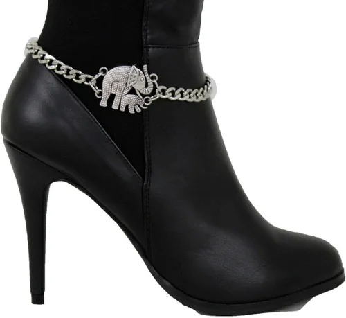 Miniatura 3 de Pulsera para mujer con cadena de metal plateado y pulsera de elefante de safari