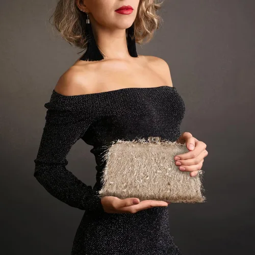 Miniatura 6 de YYW Bolso de mano para mujer, lindo bolso de noche esponjoso, bolso de hombro para banquete de boda, fiesta