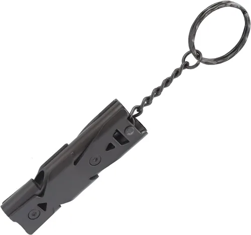 Miniatura 2 de plplaaoo Silbato de supervivencia, silbato de emergencia, doble tubo con llavero, silbato de seguridad de acero inoxidable para exteriores