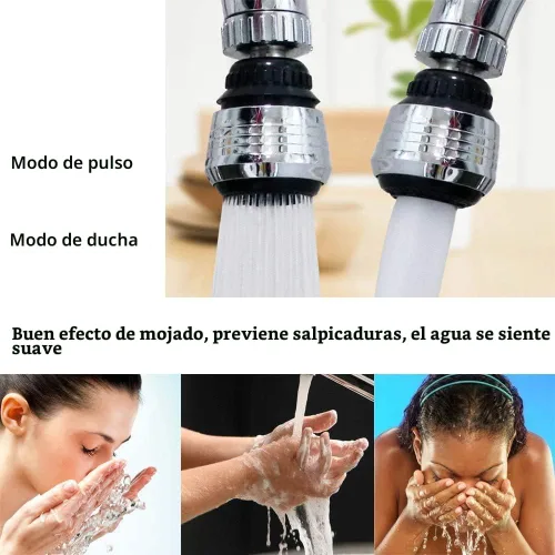 Miniatura 3 de 2 piezas Aireador de grifo giratorio de 360 grados Deluxe Grifo de ahorro de agua Rociador de grifo Burbujeador de ahorro de agua Grifo presurizado