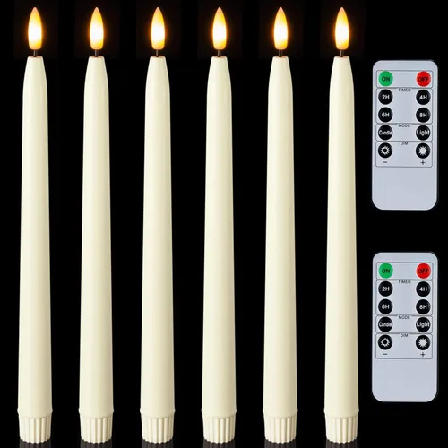 Miniatura 18 de Homemory 6 velas cónicas cerosas sin llama con control remoto, velas parpadeantes que funcionan con pilas, velas falsas LED altas para el hogar