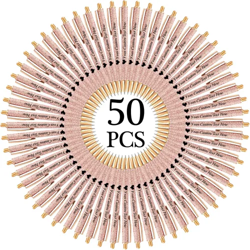 Miniatura 51 de Hasta 100 bolígrafos personalizados a granel con nombre, bolígrafo con purpurina personalizable, logotipo de negocios, mensaje de texto, regalo