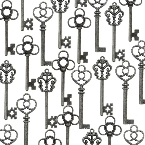 Miniatura 13 de Aokbean Juego mixto de 30 llaves de esqueleto grandes en bronce antiguo, juego de 30 llaves Oro rosa