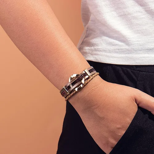 Miniatura 3 de FANCY SHINY Pulsera de cuero con diamantes de imitación circular, apilable, multicapa, con cierre, joyería bohemia, regalo para mujer