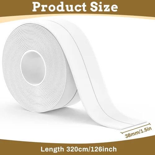 Miniatura 2 de Cinta de calafateo impermeable autoadhesiva, 2 rollos de cinta de sellado para inodoro, cinta de sellado para tina para cocina, baño, encimera