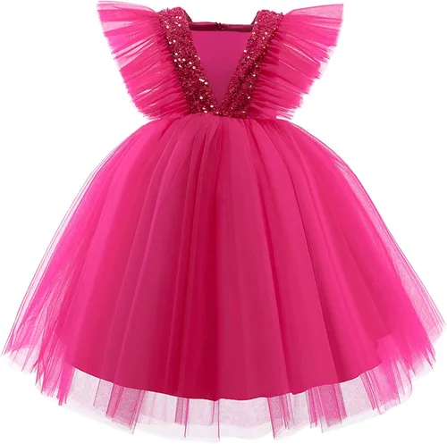 Miniatura 4 de NNJXD Vestido de princesa para niña, vestido de tul para fiesta de boda