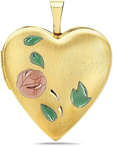 Pori Jewelers Colgante de oro amarillo macizo de 14 quilates, para fotos, mensajes, sentimentales