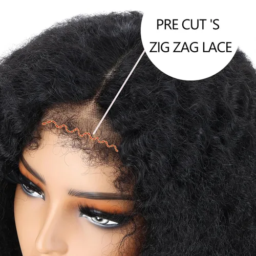 Miniatura 9 de Peluca negra Kinkycurly con borde 4C, cabello humano 4x4 HD encaje afro rizado cierre peluca para mujeres negras encaje precortado sin pegamento