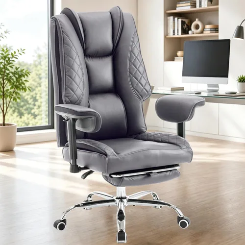 Miniatura 9 de Big and Tall Office Chair and High Back with Heavy Duty Wide Executive Office Chair with Foot Rest, Adjustable Armrests (Beige)