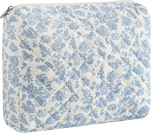 Miniatura 34 de Bolsa de maquillaje de viaje para mujeres y niñas, bolsa de maquillaje con cremallera, flores florales, organizador de maquillaje, bolsa de tela