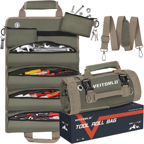 Miniatura 10 de Bolsa de herramientas resistente de 16 pulgadas, organizador de caja de herramientas de 19 bolsillos, bolsa de herramientas portátil con asa suave