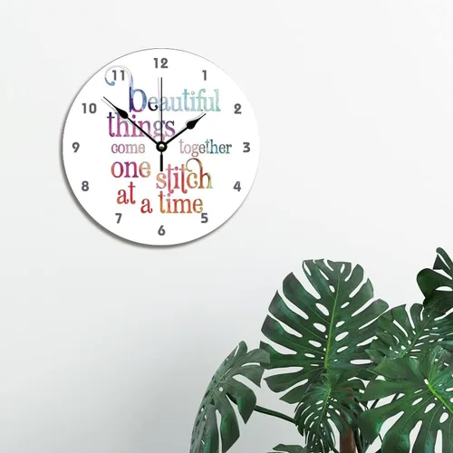 Miniatura 3 de Reloj de pared para tejer uno a la vez, divertido reloj de madera moderno 10 silencioso, sin tictac, de cuarzo, funciona con pilas, para sala
