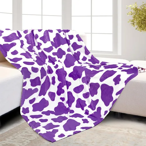 Miniatura 46 de HSEEC Manta de felpa azul con estampado de vaca, manta pequeña de franela de forro polar suave para sofá, 40 x 50 pulgadas