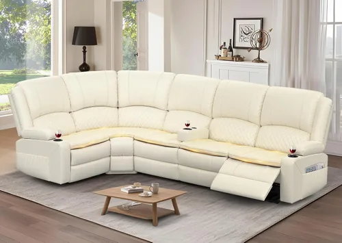 Miniatura 23 de Yolsali Sofá reclinable, sofá reclinable manual de 3 plazas con cojín de 2 niveles, sofás reclinables para sala de estar con consola removible