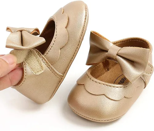 Miniatura 4 de LAFEGEN Zapatos planos Mary Jane para bebés y niñas con Bownot, suela suave, suela suave, piel sintética, recién nacidos, para primeros pasos
