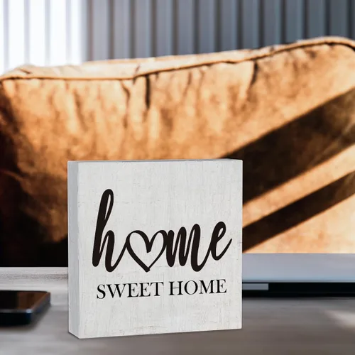Miniatura 7 de mmiishe Letrero decorativo de madera para la familia, decoración de la sala de estar, decoración rústica de casa de campo, para estante de 5 x 5