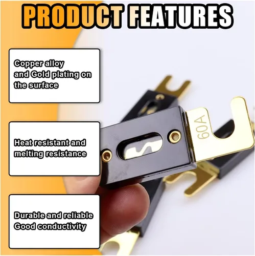 Miniatura 4 de GLSOWEE 6 piezas de fusible ANL de 60 amperios/60A, fusible de hoja para sistema de audio y vídeo de vehículos marinos y automóviles, fusible ANL