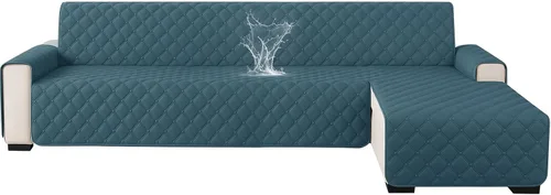 Miniatura 22 de XINEAGE Fundas 100% impermeables para sofá modular en forma de L, reversible, lavable, con botones de chaise plum flower, protector de muebles