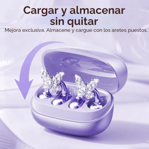 Miniatura 6 de Kinglucky Gen2 Auriculares de clip con aretes de mariposa, carga y almacenamiento sin quitar los aretes, ajuste cómodo y 50 horas de reproducción