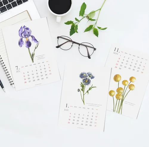 Miniatura 2 de Calendario para escritorio 2026 - Calendario mensual botánico de acuarela, hecho en EE. UU., páginas de 5x7 con citas motivacionales, soporte