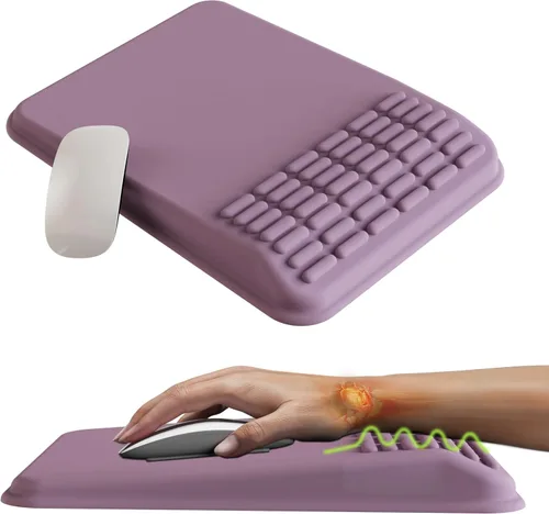 Miniatura 10 de MEKASS Alfombrilla ergonómica para ratón con soporte de muñeca, reposamuñecas para aliviar el dolor del túnel carpiano, espuma con memoria con Negro