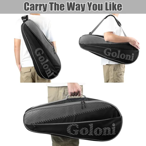 Miniatura 5 de Goloni Bolsa para 3 raquetas de tenis, para jugadores profesionales o principiantes, bolsa de protección para raquetas con almohadilla protectora