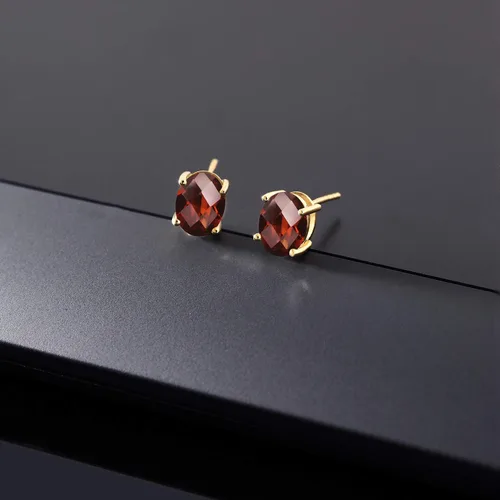 Miniatura 217 de Gem Stone King Aretes de oro de 14 quilates con piedra natal ovalada de 0.315 x 0.236 in Aretes de oro para mujer