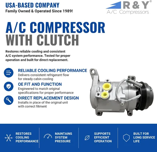 Miniatura 2 de RYC Compresor de aire acondicionado automotriz GG362 (2 orificios de montaje)